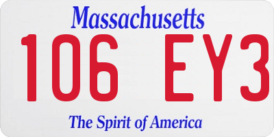 MA license plate 106EY3
