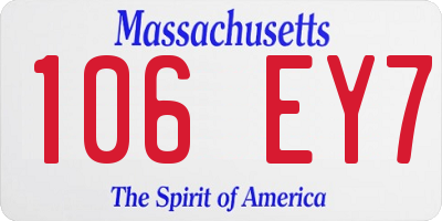 MA license plate 106EY7
