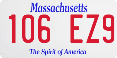 MA license plate 106EZ9