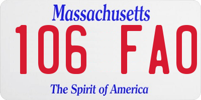 MA license plate 106FA0