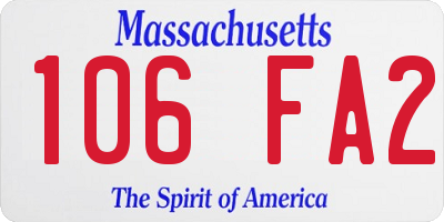 MA license plate 106FA2