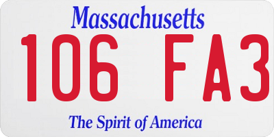 MA license plate 106FA3