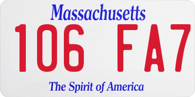 MA license plate 106FA7