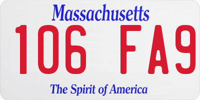 MA license plate 106FA9