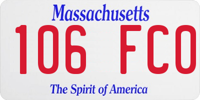 MA license plate 106FC0