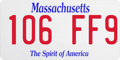 MA license plate 106FF9