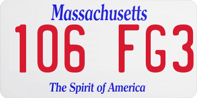 MA license plate 106FG3