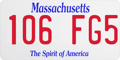 MA license plate 106FG5