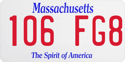 MA license plate 106FG8