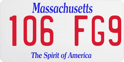 MA license plate 106FG9