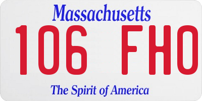 MA license plate 106FH0
