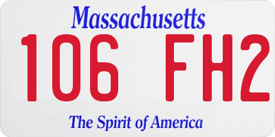 MA license plate 106FH2