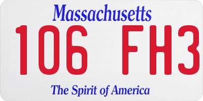 MA license plate 106FH3