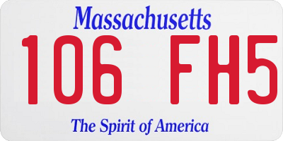 MA license plate 106FH5
