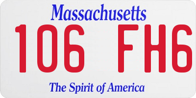 MA license plate 106FH6