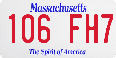 MA license plate 106FH7