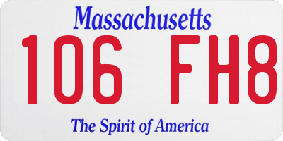 MA license plate 106FH8