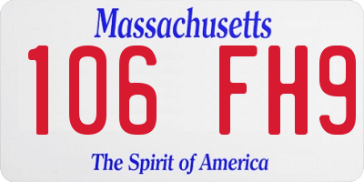 MA license plate 106FH9