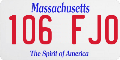 MA license plate 106FJ0