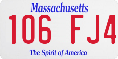 MA license plate 106FJ4