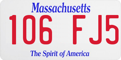 MA license plate 106FJ5