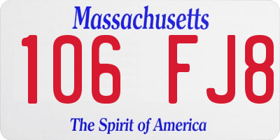 MA license plate 106FJ8