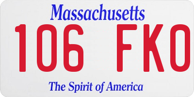 MA license plate 106FK0