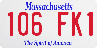 MA license plate 106FK1