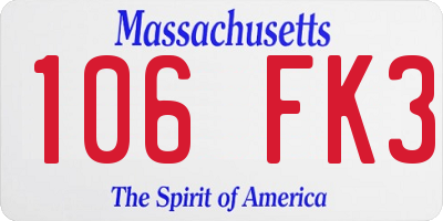 MA license plate 106FK3