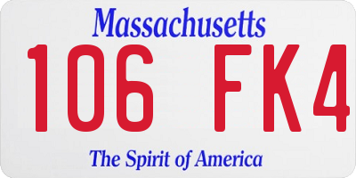 MA license plate 106FK4
