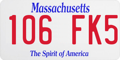 MA license plate 106FK5