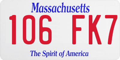 MA license plate 106FK7