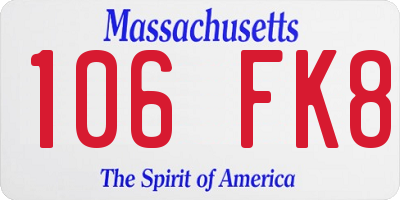 MA license plate 106FK8