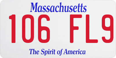 MA license plate 106FL9