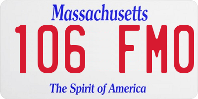 MA license plate 106FM0