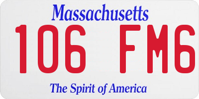 MA license plate 106FM6