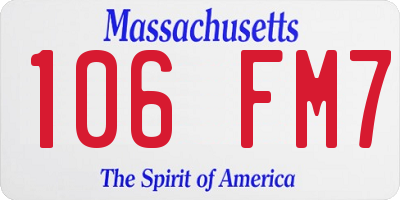 MA license plate 106FM7