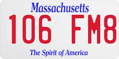 MA license plate 106FM8