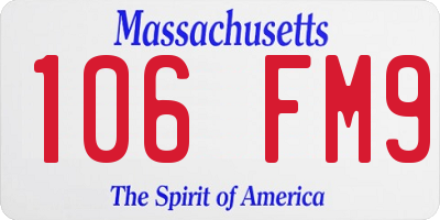 MA license plate 106FM9