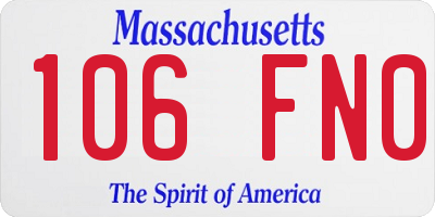 MA license plate 106FN0