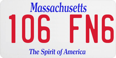 MA license plate 106FN6