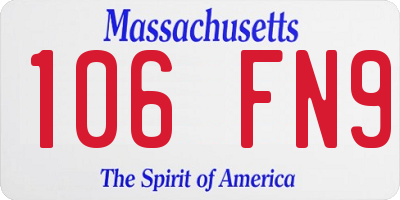 MA license plate 106FN9