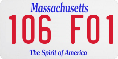 MA license plate 106FO1