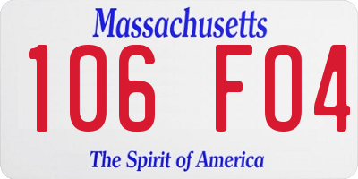 MA license plate 106FO4