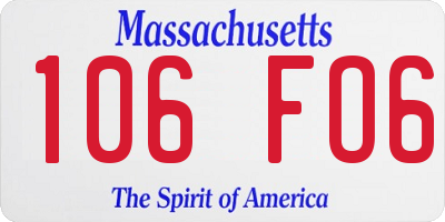 MA license plate 106FO6