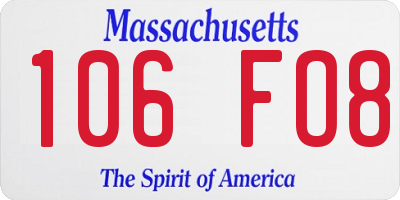 MA license plate 106FO8