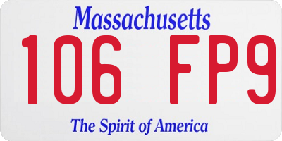 MA license plate 106FP9