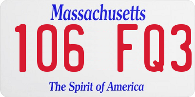MA license plate 106FQ3
