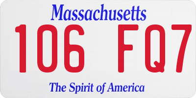 MA license plate 106FQ7