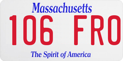 MA license plate 106FR0